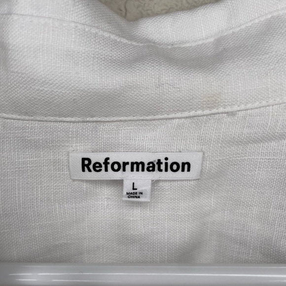 Reformation Gabriel Oversized 100% Linen Shirt In White Size Large - Picture 6 of 12